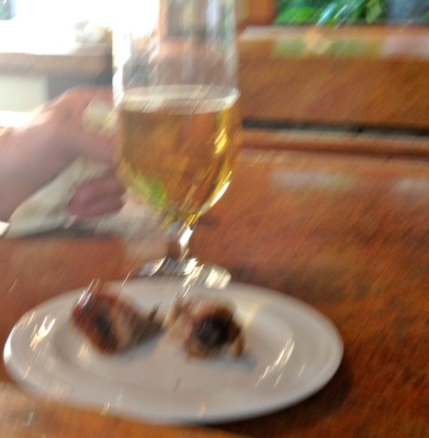 Taste treats on a plate: eyes of pig